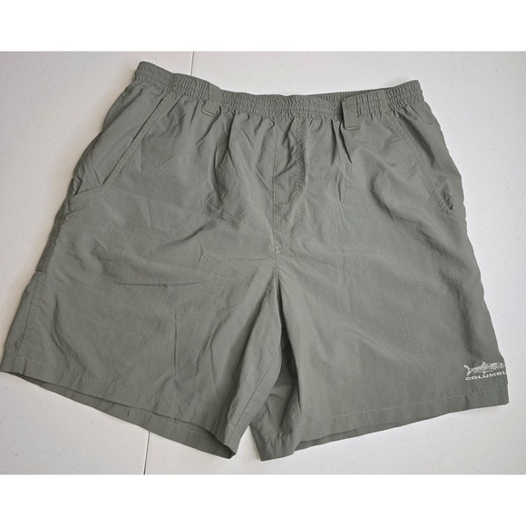COLUMBIA PFG Men's Medium Gray Green Swim Fishing Shorts -1256 - Picture 1 of 6